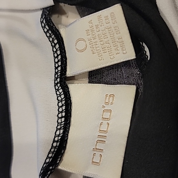 Chico's Cold Shoulder Striped Tunic Black White 0 - Picture 8 of 12